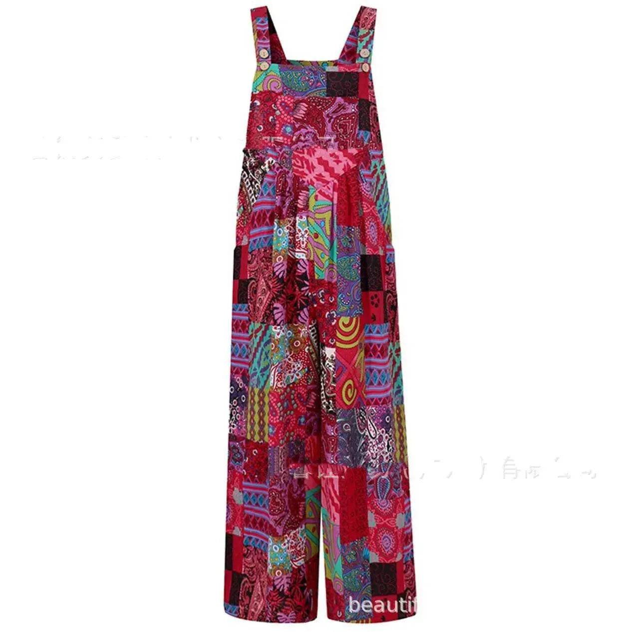 Casual Summer Cotton Floral Sleeveless loose Jumpsuit - www.Shopthatapp.com