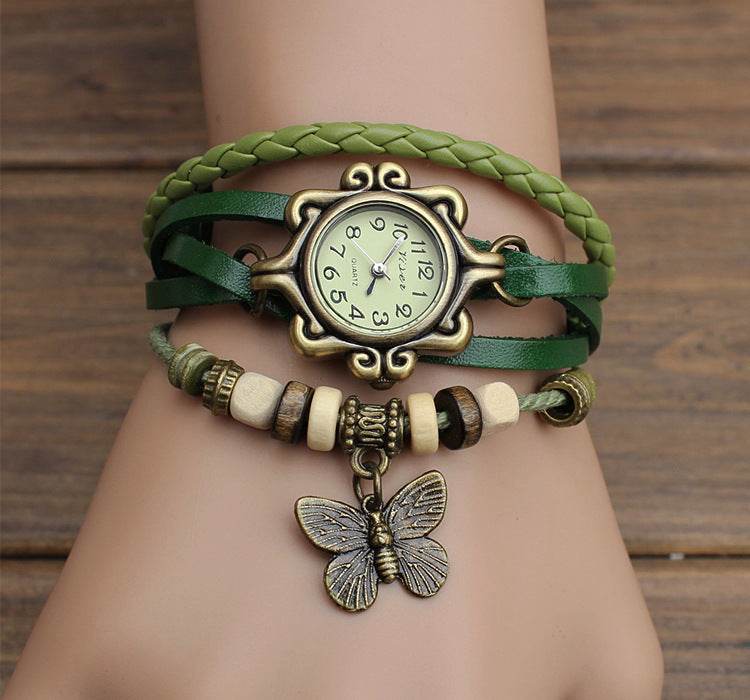 Cowhide winding bracelet watch - www.Shopthatapp.com