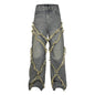 Wash Distressed Stitching Baggy Jeans Pant With Whiskers Same Style For Men And Women - www.Shopthatapp.com
