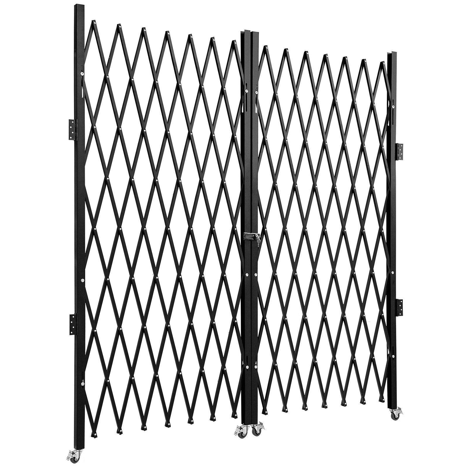 Double Folding Security Gate, 5.1 H X 10.2 W Folding Door Gate, Steel Accordion Security Gate, Flexible Expanding Security Gate, 360 Rolling Barricade Gate, Scissor Gate Or Door With Keys - www.Shopthatapp.com