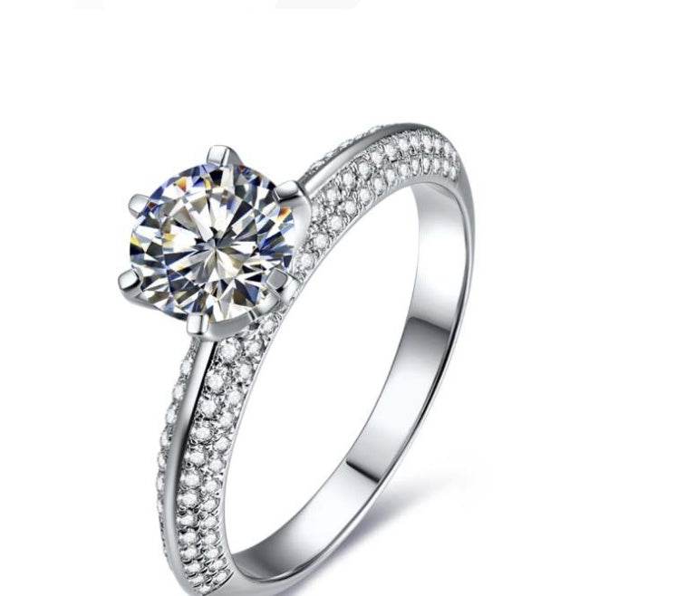 Six-claw paved with diamond luxury ring - www.Shopthatapp.com