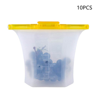10pcs Kitchen Refrigerator Silicone Food Storage Bag - www.Shopthatapp.com