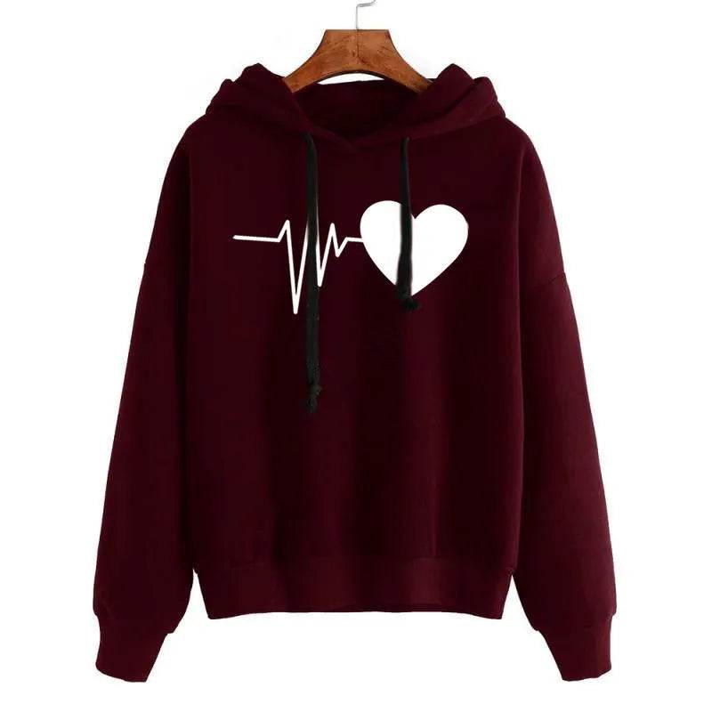 Unisex Heart Print Streetwear Hoodies sweatshirt Pullover Long Sleeve Clothes - www.Shopthatapp.com