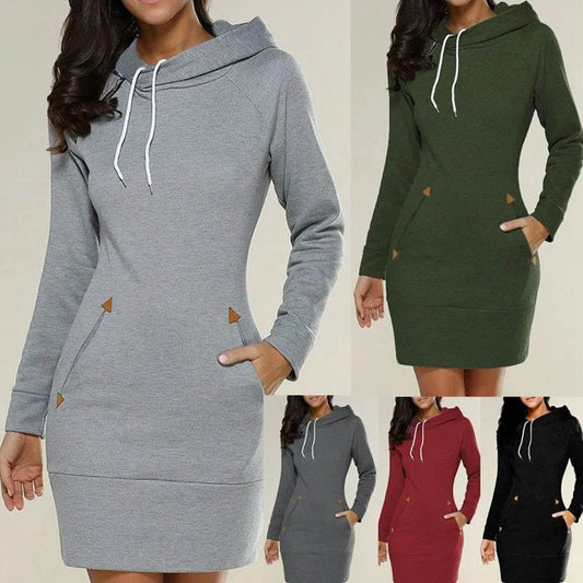 Women New hooded zipper pullover mid-length sweater - www.Shopthatapp.com