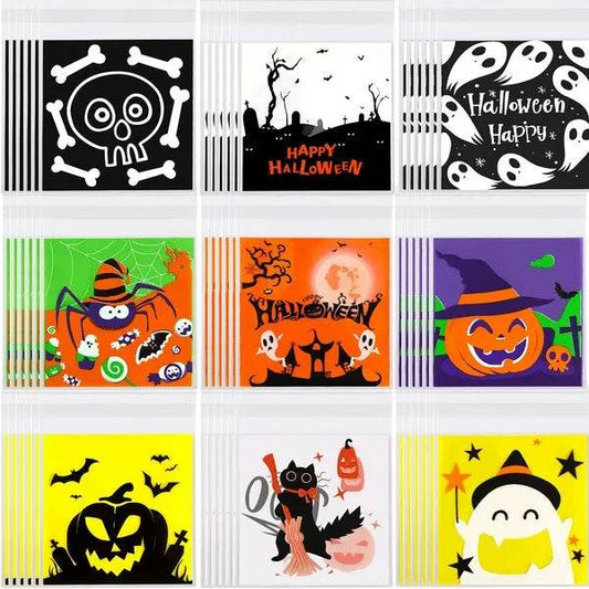 450 Pcs Halloween Cellophane Treat Bags Self-sealing Clear Candy Cookie Bags Pumpkin Ghost Black Cat Skull Trick Or Treat Bags For Halloween Birthday Trick Or Treat Party Favors Supplies - www.Shopthatapp.com