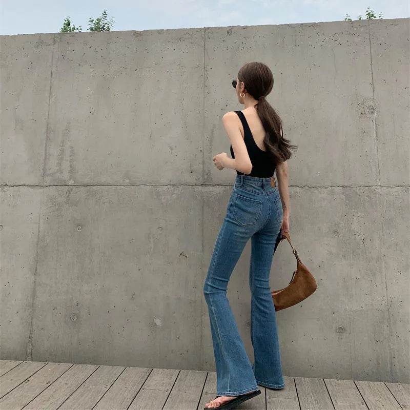 Retro Bootcut Jeans Women's Thin Section High Waist Slim Fit - www.Shopthatapp.com