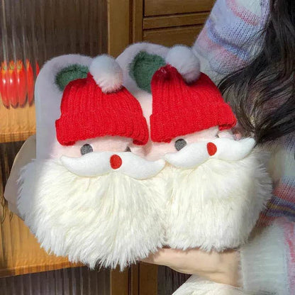 Cute Christmas Santa Claus Home Slippers Winter Warm Indoor Non-slip Floor Plush Shoes For Women - www.Shopthatapp.com