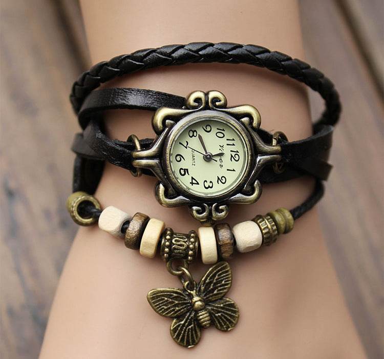 Cowhide winding bracelet watch - www.Shopthatapp.com
