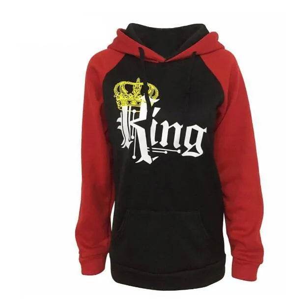 Women KING QUEEN King and Queen Crown Couple Color Block Sweatshirt - www.Shopthatapp.com