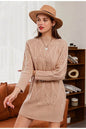 Autumn Winter Round Neck Mini Knitted Wool Sweater Dress - www.Shopthatapp.com