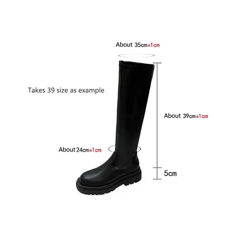 Thick Sole Knee High Boots For Women Chunky Heel Black Long Boots Leather Knight Boots Fashion Winter Shoes - www.Shopthatapp.com