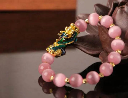 3D Gold Plated PiXiu Crystal Beaded Bracelet - www.Shopthatapp.com