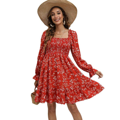 Casual Spring And Summer lantern Sleeve floral Mini Dress - www.Shopthatapp.com