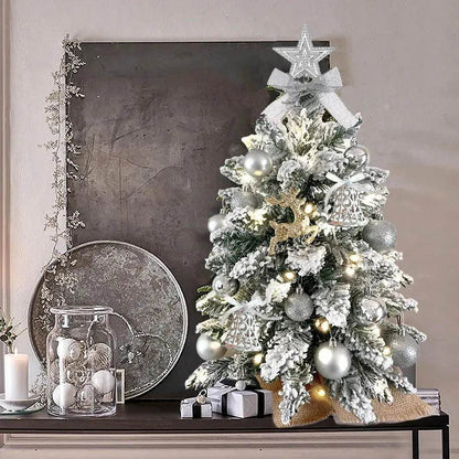 2ft Mini Christmas Tree Decoration With Flocked Snowflakes, Xmas Ornaments For Table Top For Home & Office - www.Shopthatapp.com