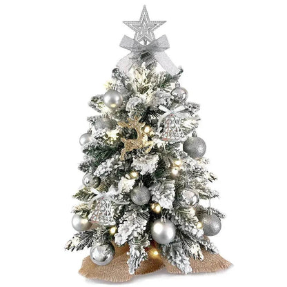 2ft Mini Christmas Tree Decoration With Flocked Snowflakes, Xmas Ornaments For Table Top For Home & Office - www.Shopthatapp.com