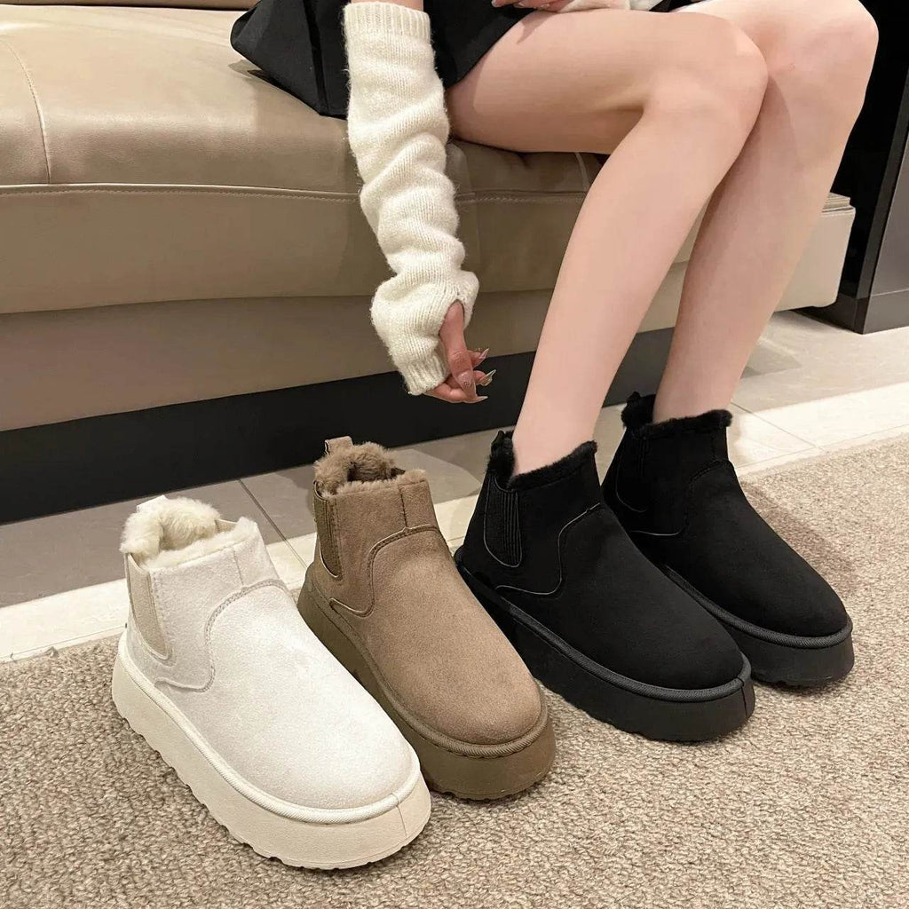 Women's Plush Boots Winter Warm Fleece Thick Flats Snow Boots Fashion Shoes - www.Shopthatapp.com