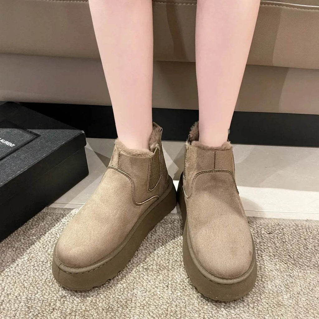 Women's Plush Boots Winter Warm Fleece Thick Flats Snow Boots Fashion Shoes - www.Shopthatapp.com