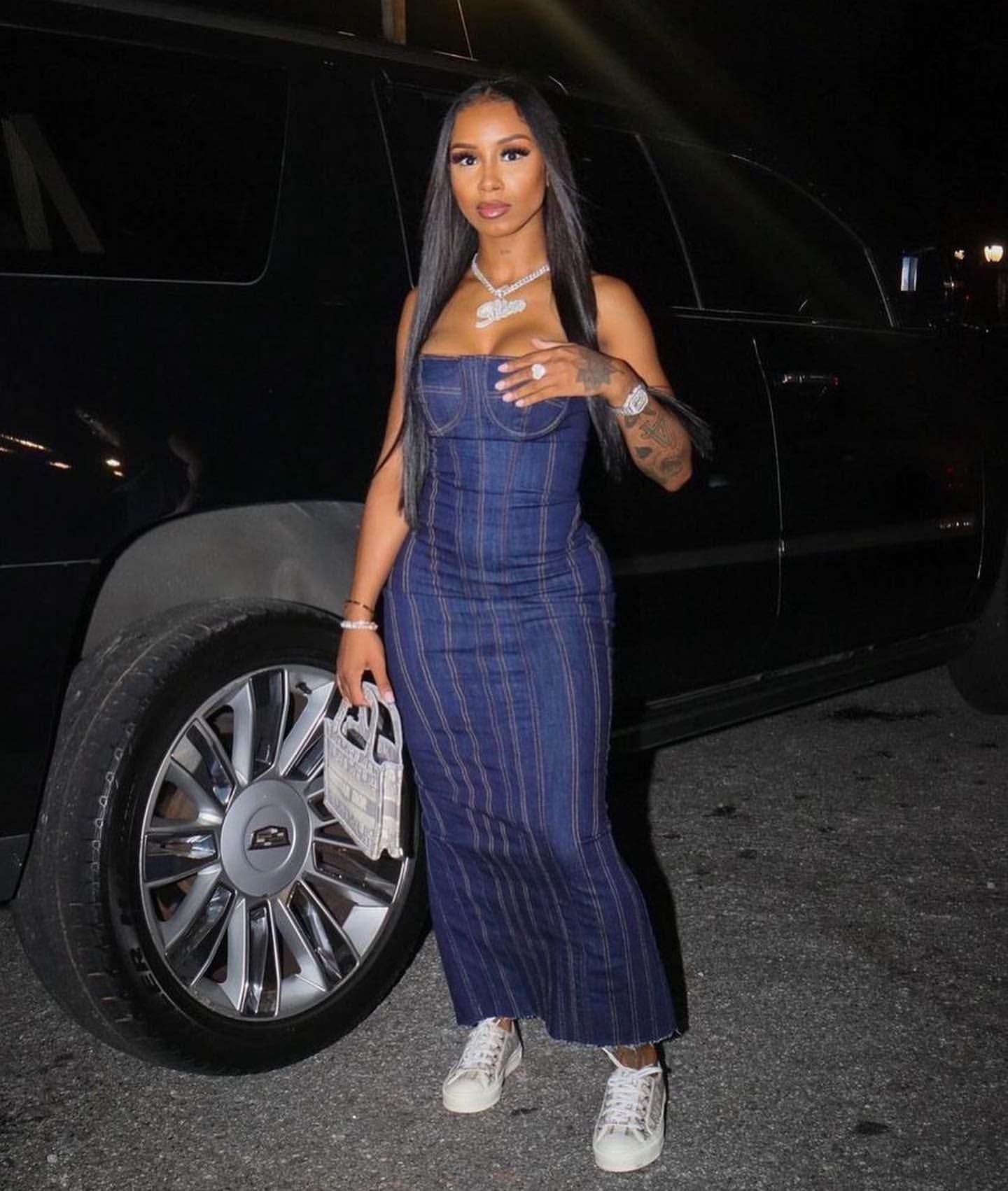 Fashion Strapless Tube Top Denim Long Fitted Jeans Dress - www.Shopthatapp.com