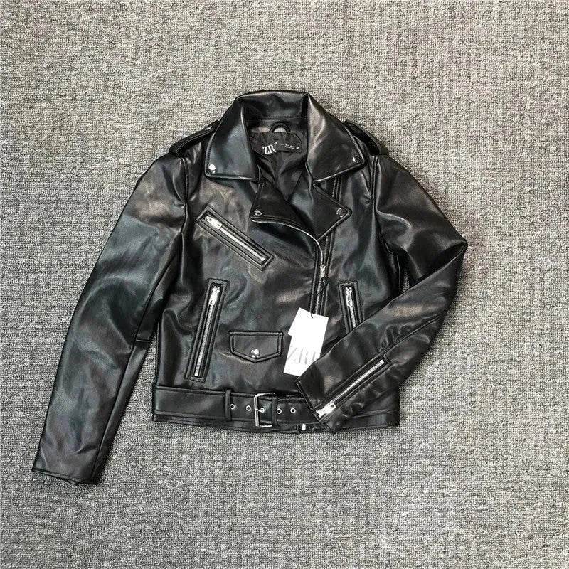 Women Fashion Leather Long sleeve Jacket - www.Shopthatapp.com