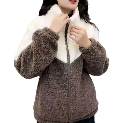 Fashionable  Women's Woolen Jacket Zip up Thickened Winter coat - www.Shopthatapp.com