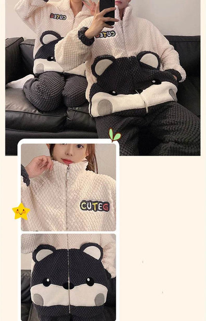 Fashion Casual Embossed Velvet Couple Pajamas - www.Shopthatapp.com