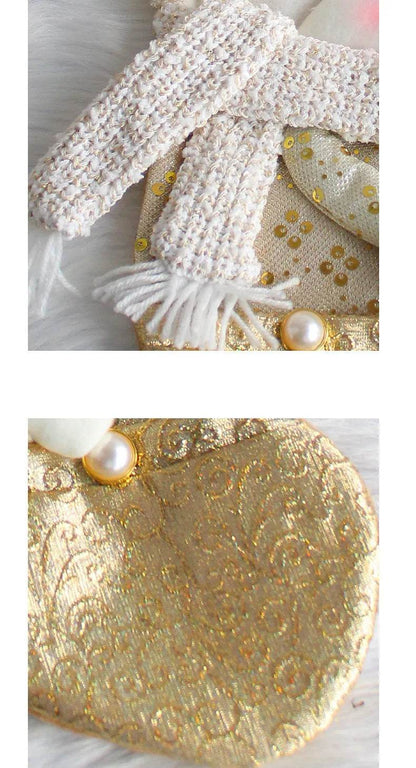 Santa Snowman Gold Christmas Stockings Pendant Candy Bag - www.Shopthatapp.com