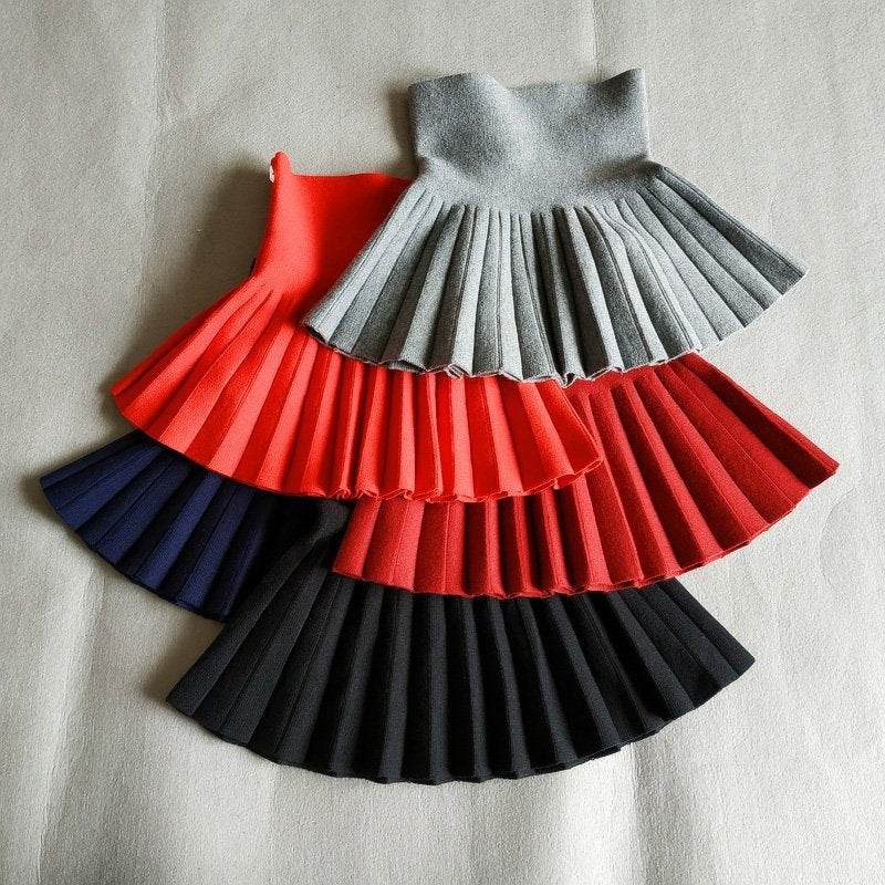 Girls Autumn Clothing Knitted Skirt High Waist Pleated Mini Skirt - www.Shopthatapp.com
