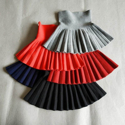 Girls Autumn Clothing Knitted Skirt High Waist Pleated Mini Skirt - www.Shopthatapp.com