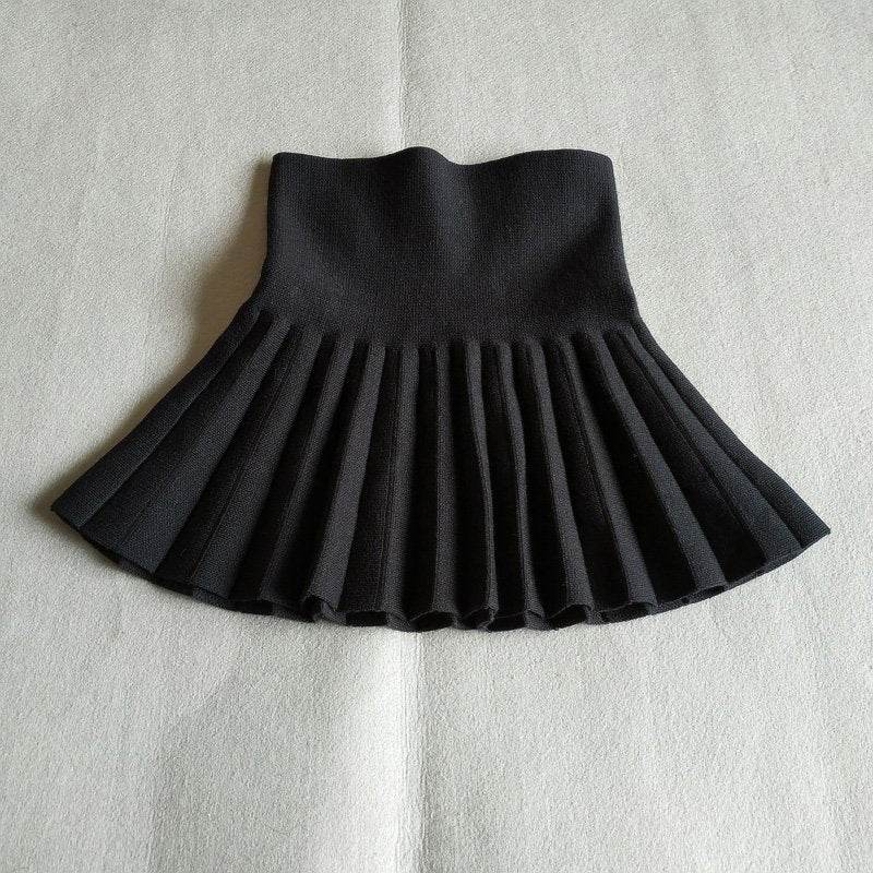 Girls Autumn Clothing Knitted Skirt High Waist Pleated Mini Skirt - www.Shopthatapp.com
