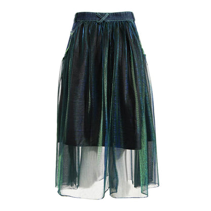 Denim Midi Skirt A Line Mid Length Street Style - www.Shopthatapp.com