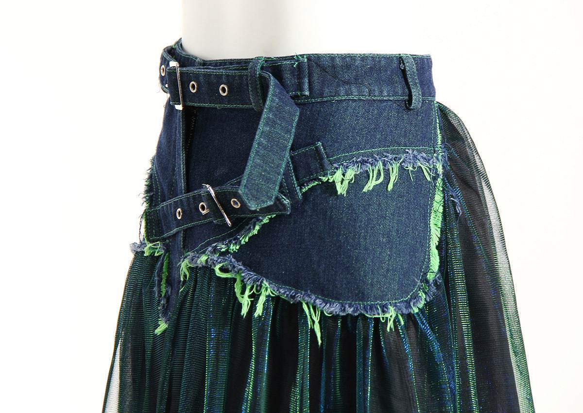 Denim Midi Skirt A Line Mid Length Street Style - www.Shopthatapp.com