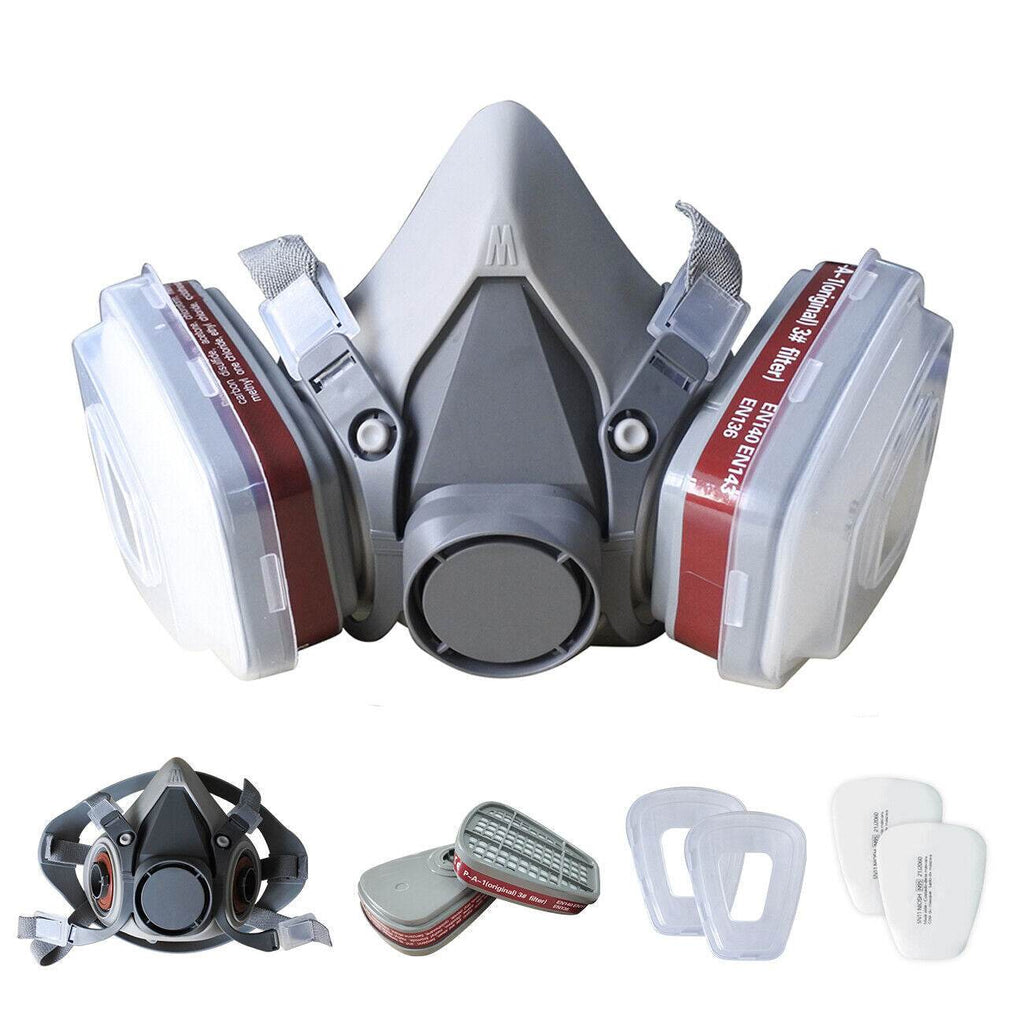 7in1 Half Face Gas Mask Facepiece Spray Painting Respirator Reusable Safety protective mask - www.Shopthatapp.com