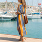 Stripe Shirt Women's Dress Spring Summer Chiffon V-neck Sexy Maxi Dresses Sexy Elegant Casual Girl Lace Women Long Sleeve - www.Shopthatapp.com