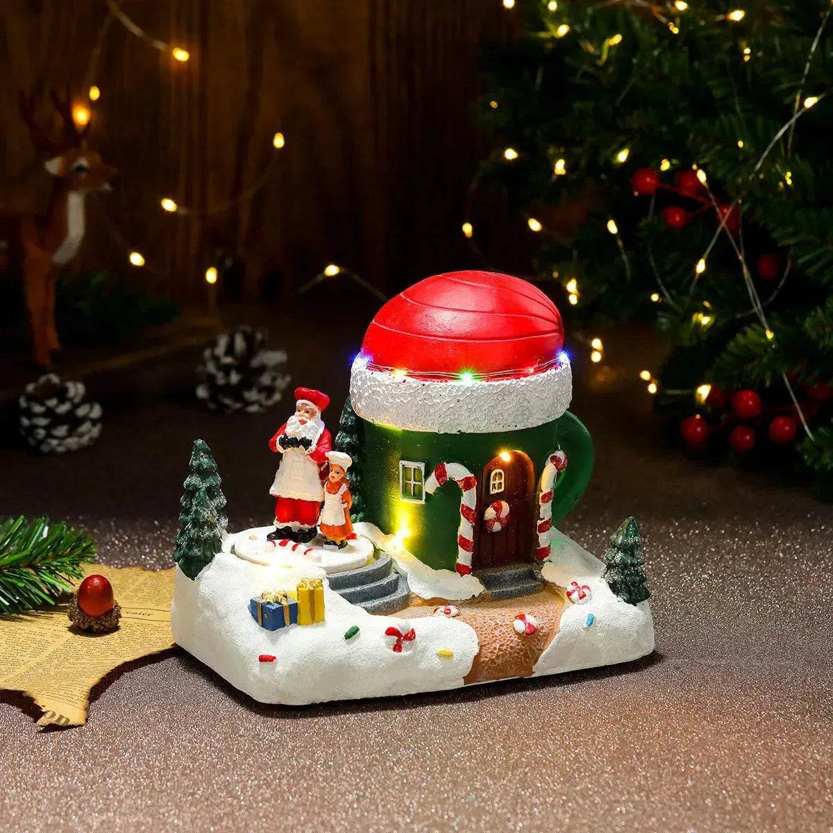 Christmas Rotating Resin Luminous Music Box Ornaments - www.Shopthatapp.com