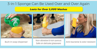 3-in-1 Sponge Hero Kitchen Scrub, Scrapes and Squeegees - www.Shopthatapp.com