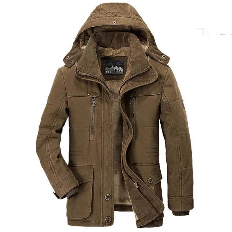 Thickened multi-pocket hooded men's cotton coat - www.Shopthatapp.com