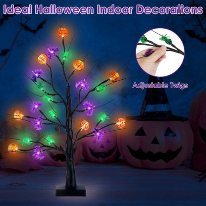 2Pack 1.97FT Lighted Halloween Trees Halloween Indoor Decorations Black Halloween Tree Lights With Timer Adjustable Twigs For Tabletop Party - www.Shopthatapp.com