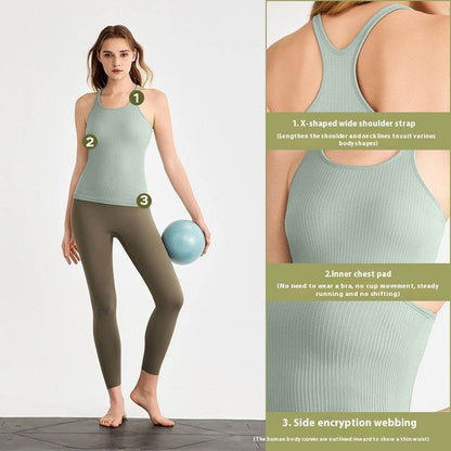 yoga clothes sleeveless Vest With Chest Pad Workout Top - www.Shopthatapp.com