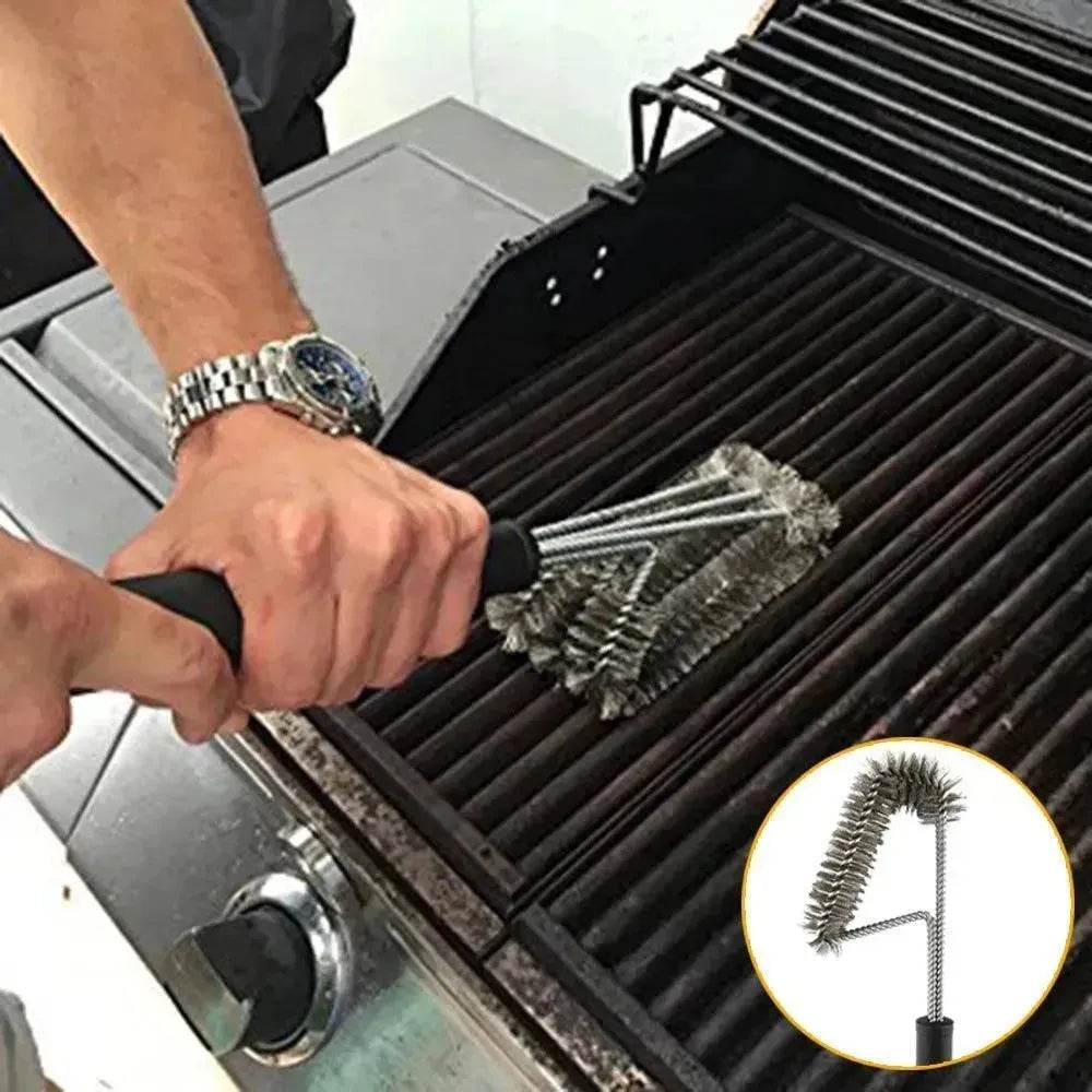 18-inch Three-head Barbecue Grill Cleaning Brush Steel Wire Oven Outdoor BBQ Tools - www.Shopthatapp.com #