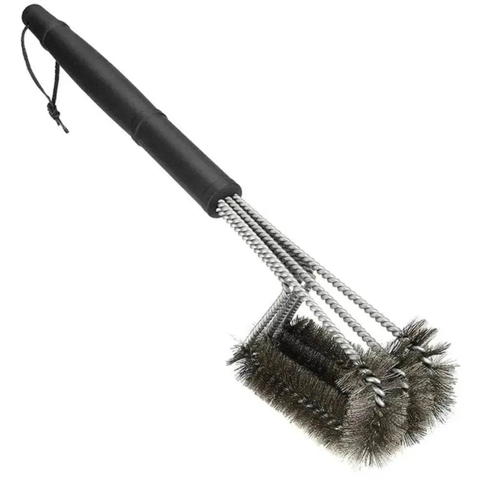18-inch Three-head Barbecue Grill Cleaning Brush Steel Wire Oven Outdoor BBQ Tools - www.Shopthatapp.com #