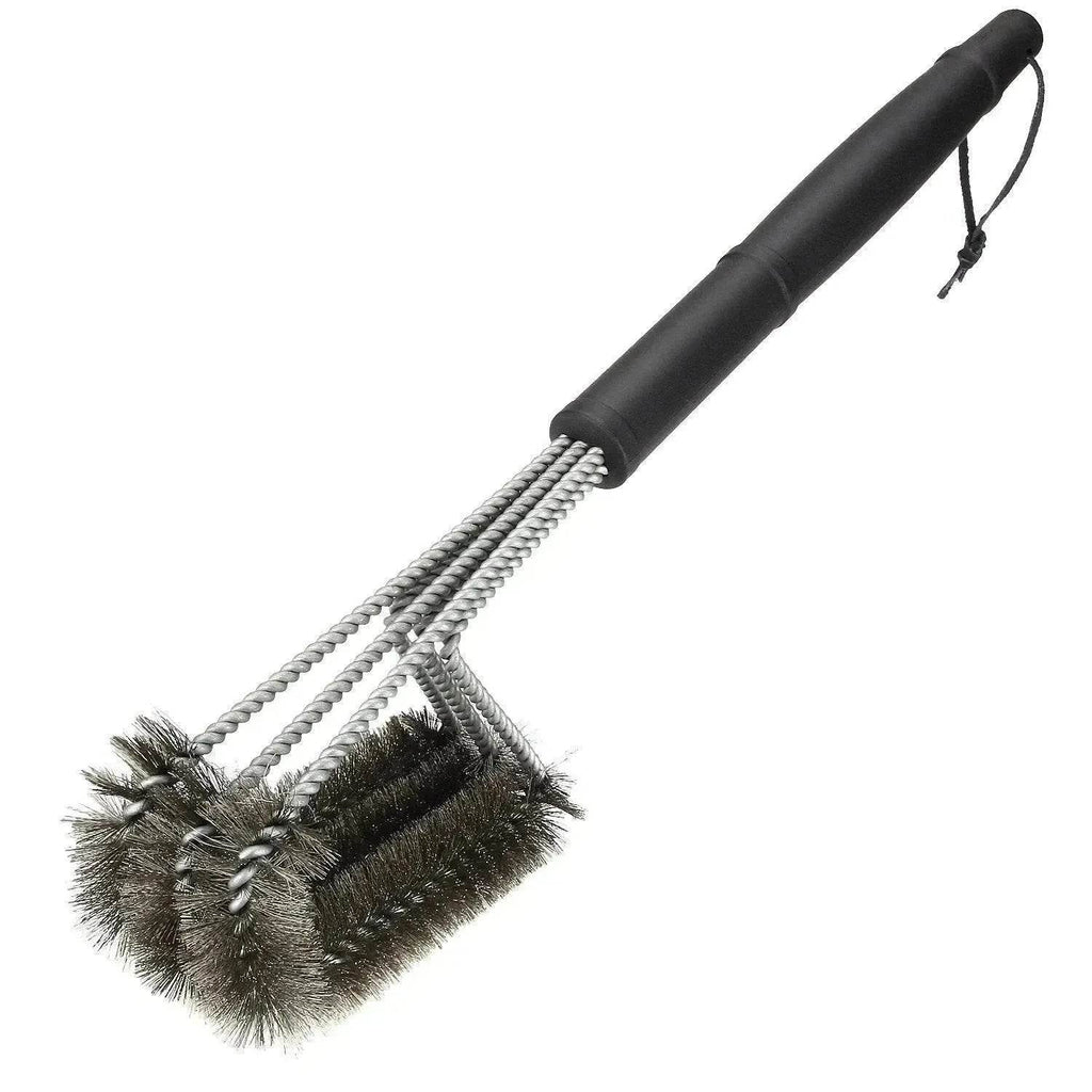 18-inch Three-head Barbecue Grill Cleaning Brush Steel Wire Oven Outdoor BBQ Tools - www.Shopthatapp.com