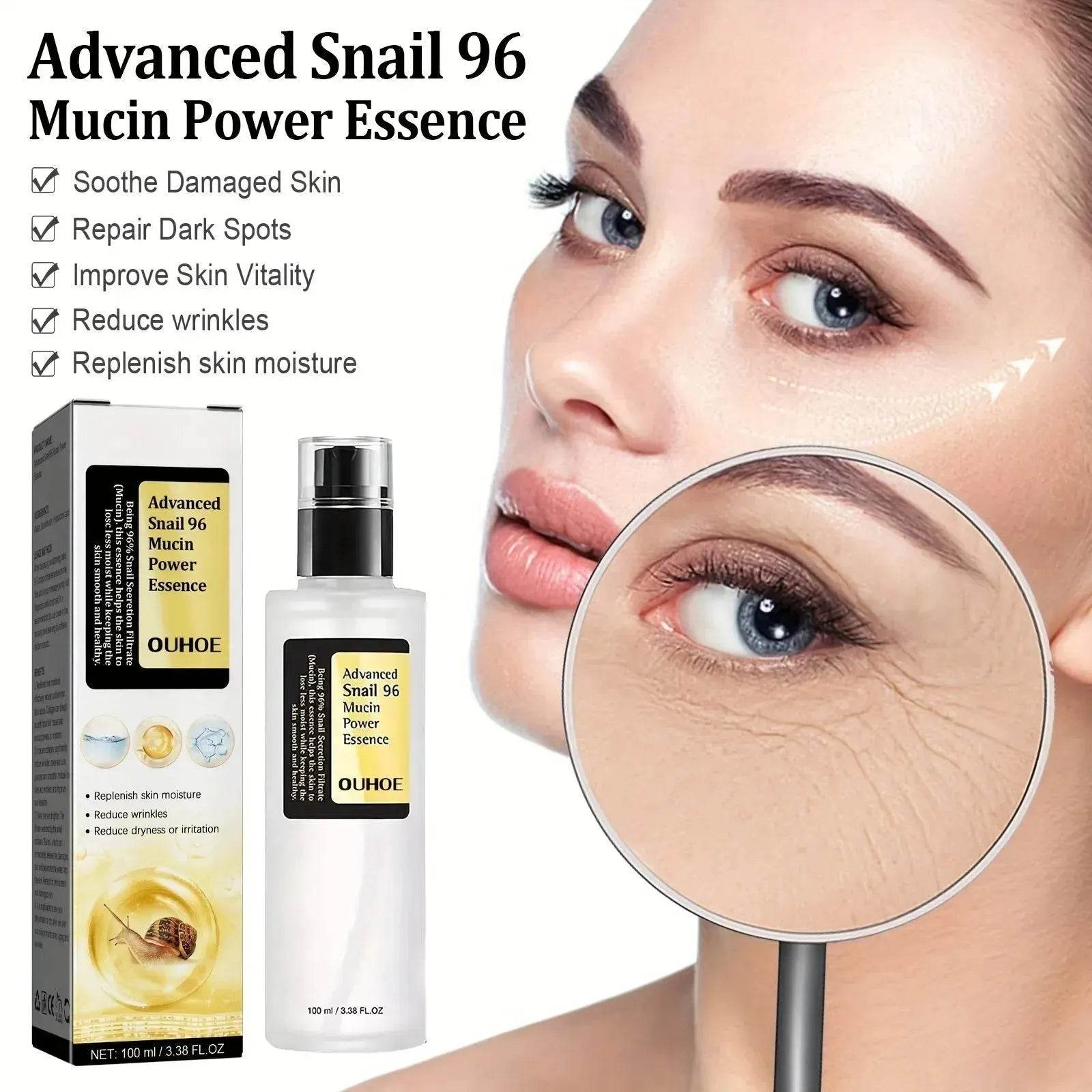 OUHOE Advanced Snail Mucin Power Essence Moisturizing Serum 100ml - www.Shopthatapp.com