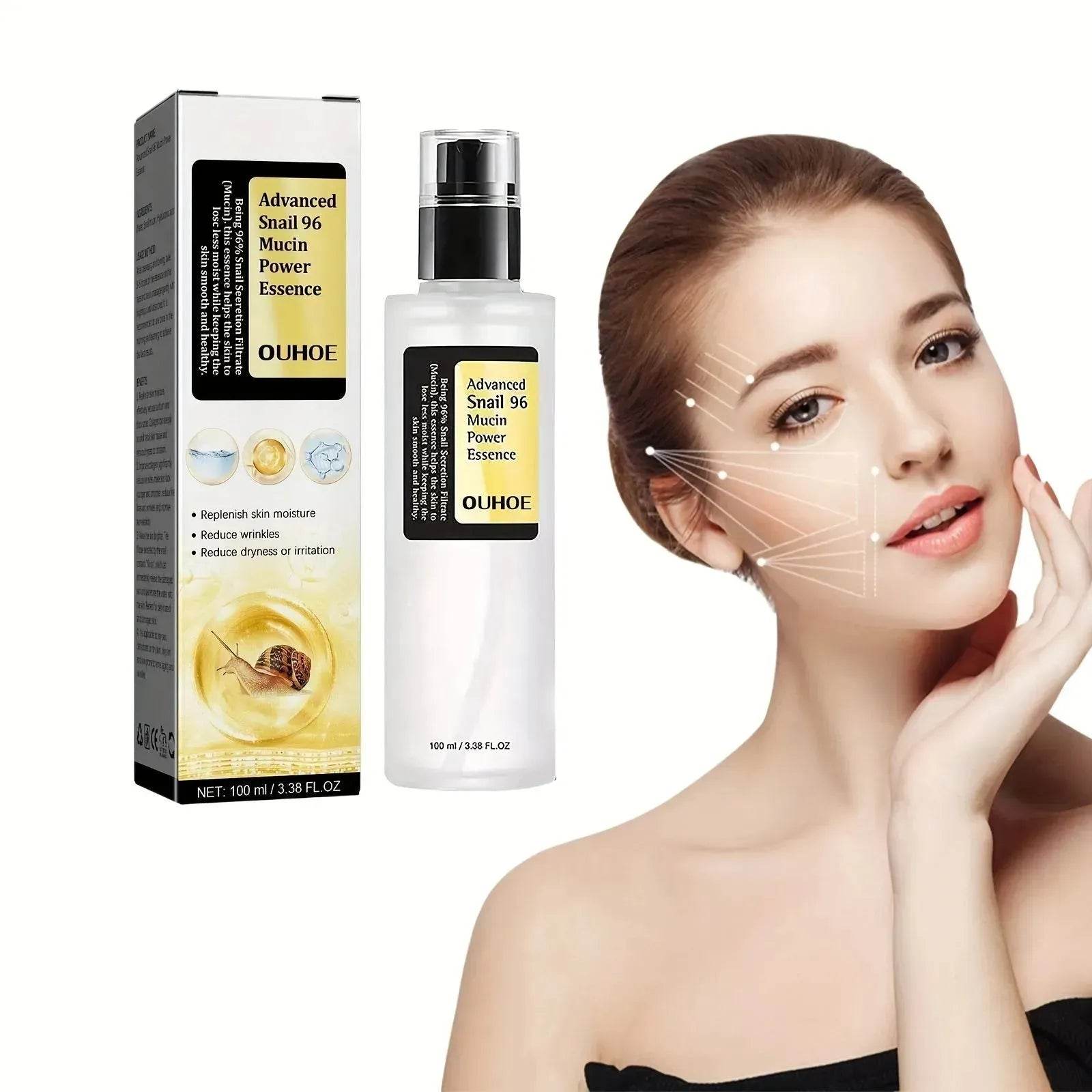 OUHOE Advanced Snail Mucin Power Essence Moisturizing Serum 100ml - www.Shopthatapp.com