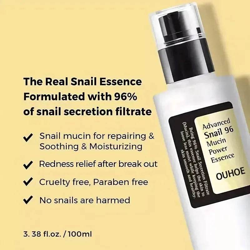 OUHOE Advanced Snail Mucin Power Essence Moisturizing Serum 100ml - www.Shopthatapp.com