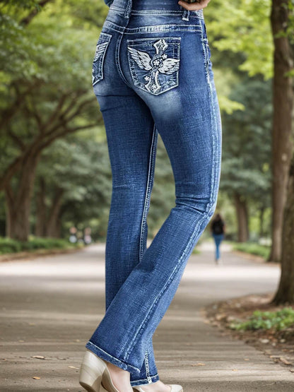 Denim Bell Bottoms – Women’s Retro Flare Stretch Jeans - www.Shopthatapp.com