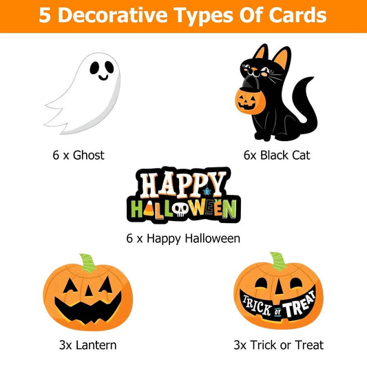 Set Of 25Pcs Halloween Party Striped Decorative Straws Disposable Drinking Straws Paper Straw Decor Happy Halloween Ghost Lantern Black Cat Halloween Party Supplies - www.Shopthatapp.com