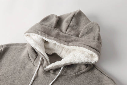 Sweatshirt With Pockets – Women’s Casual Solid Cat Lover Hoodie - www.Shopthatapp.com