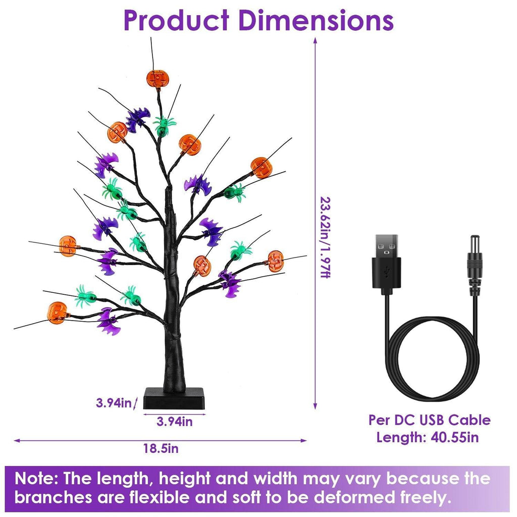 2Pack 1.97FT Lighted Halloween Trees Halloween Indoor Decorations Black Halloween Tree Lights With Timer Adjustable Twigs For Tabletop Party - www.Shopthatapp.com