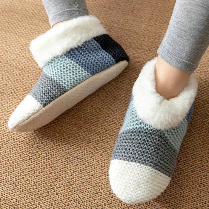Women's Color-matching Knitted Plush Floor Socks Home Indoor Warm Non-slip Carpet Socks Winter Fashion - www.Shopthatapp.com