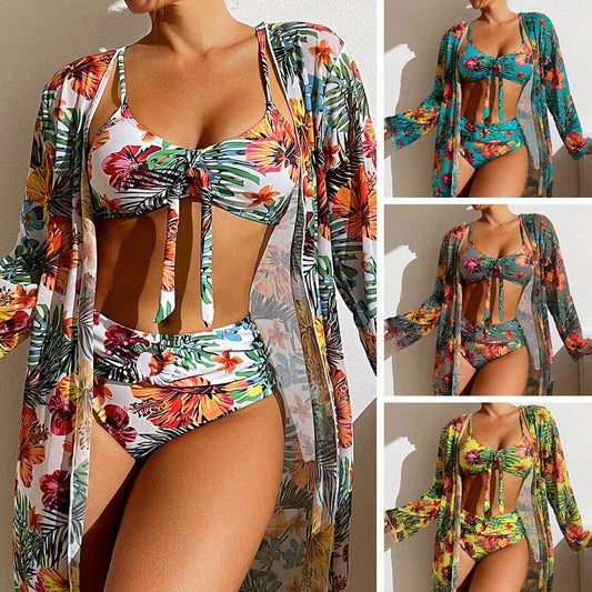 Women's Long Blouse Split Bikini Plus Size Suit - www.Shopthatapp.com